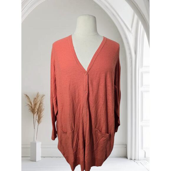 NWT Torrid Orange Slub Boyfriend Cardigan Sweater Pockets Plus Size: 5X (28) - Picture 4 of 4